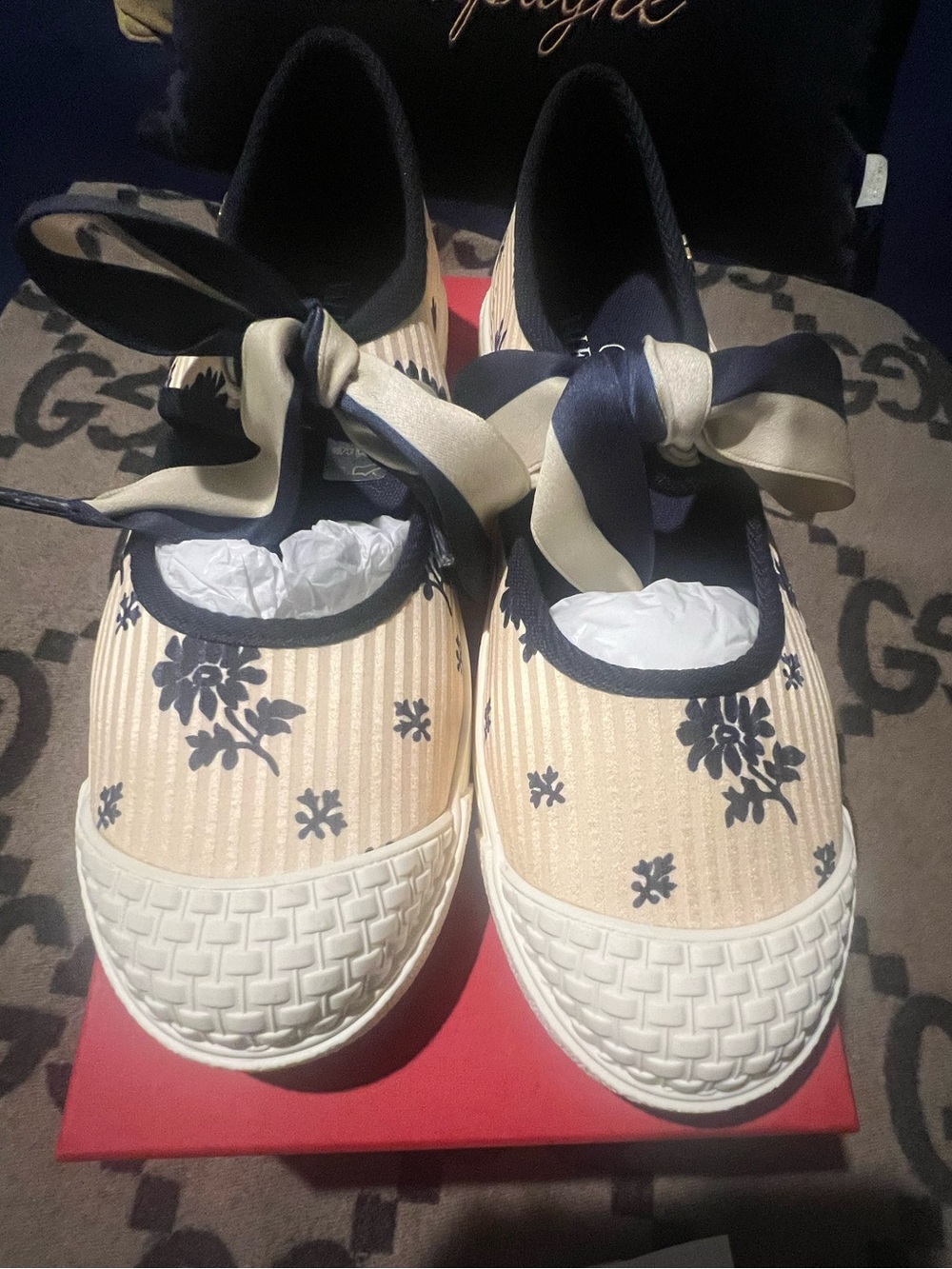 NIB VALENTINO Bay by Bay Ballerina rubber-trimmed printed silk-jacquard sneaker